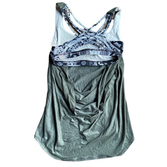 Lululemon Wild Tank Heathered Gator Green / Ziggy Snake Butter Pink Black Size 6 - Picture 6 of 11